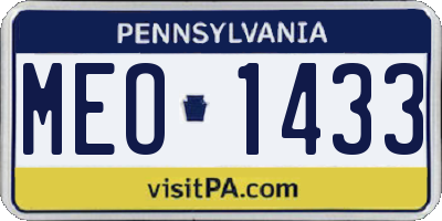 PA license plate MEO1433