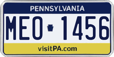 PA license plate MEO1456