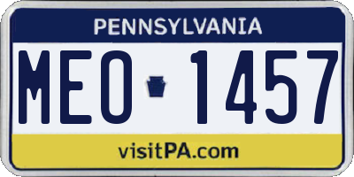 PA license plate MEO1457