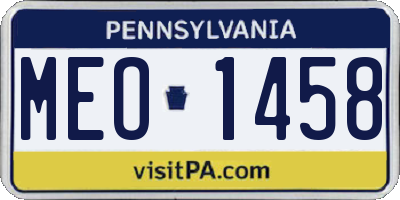 PA license plate MEO1458