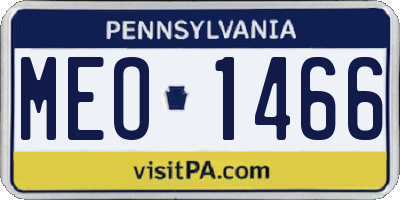 PA license plate MEO1466