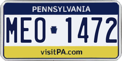 PA license plate MEO1472