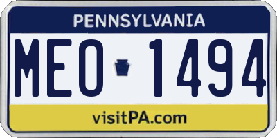 PA license plate MEO1494