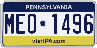 PA license plate MEO1496