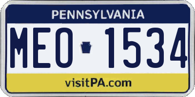 PA license plate MEO1534