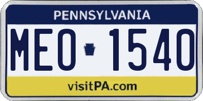 PA license plate MEO1540
