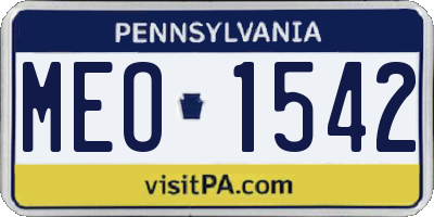 PA license plate MEO1542
