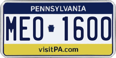 PA license plate MEO1600