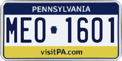 PA license plate MEO1601
