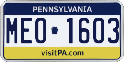 PA license plate MEO1603