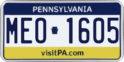 PA license plate MEO1605