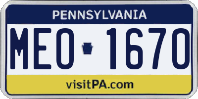 PA license plate MEO1670
