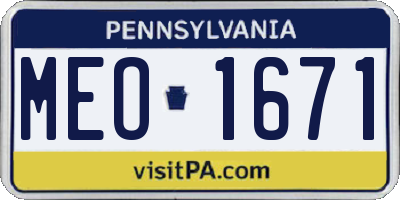 PA license plate MEO1671