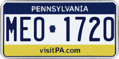 PA license plate MEO1720