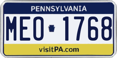 PA license plate MEO1768