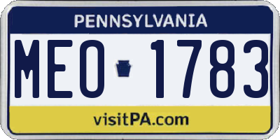 PA license plate MEO1783