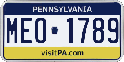 PA license plate MEO1789