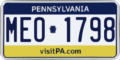 PA license plate MEO1798