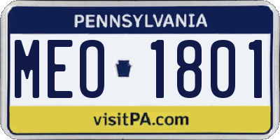 PA license plate MEO1801