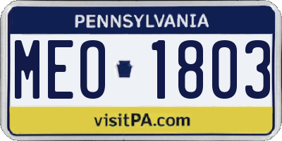 PA license plate MEO1803