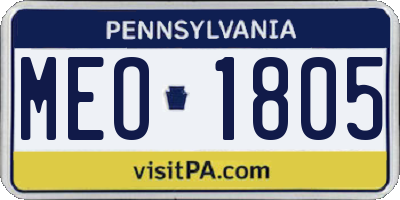 PA license plate MEO1805