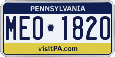PA license plate MEO1820