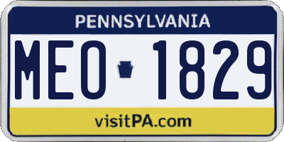 PA license plate MEO1829