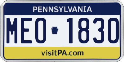 PA license plate MEO1830