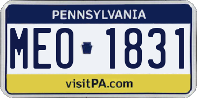 PA license plate MEO1831