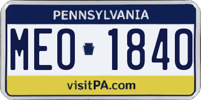 PA license plate MEO1840