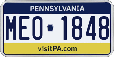 PA license plate MEO1848