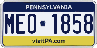 PA license plate MEO1858