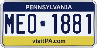 PA license plate MEO1881