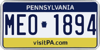 PA license plate MEO1894