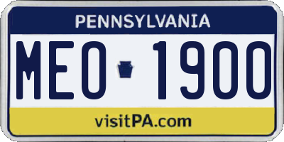 PA license plate MEO1900