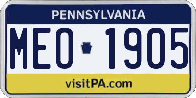 PA license plate MEO1905