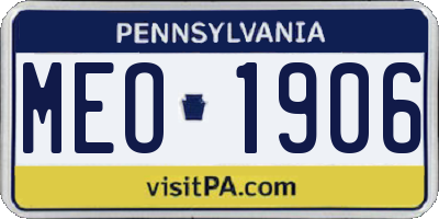 PA license plate MEO1906