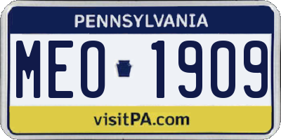 PA license plate MEO1909