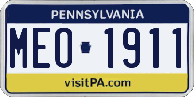 PA license plate MEO1911