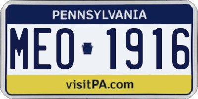 PA license plate MEO1916