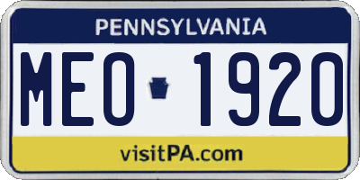PA license plate MEO1920