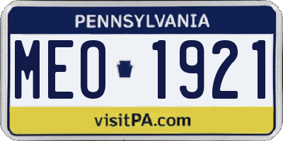 PA license plate MEO1921