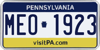 PA license plate MEO1923