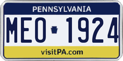 PA license plate MEO1924