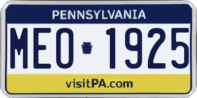 PA license plate MEO1925