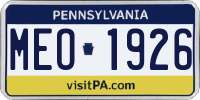 PA license plate MEO1926
