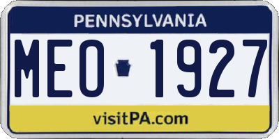 PA license plate MEO1927