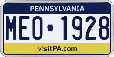 PA license plate MEO1928