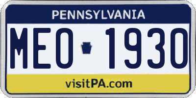PA license plate MEO1930