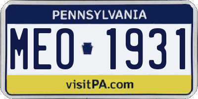 PA license plate MEO1931